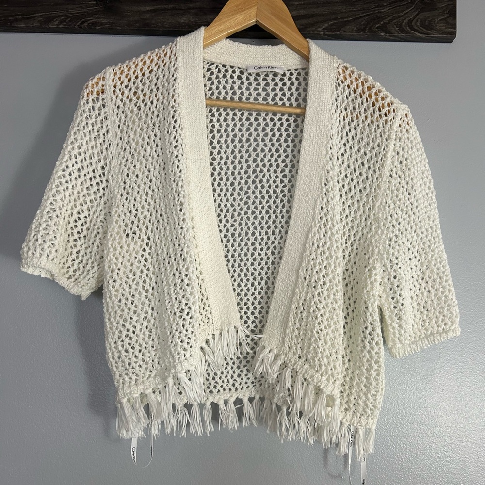Calvin Klein crop crochet sweater